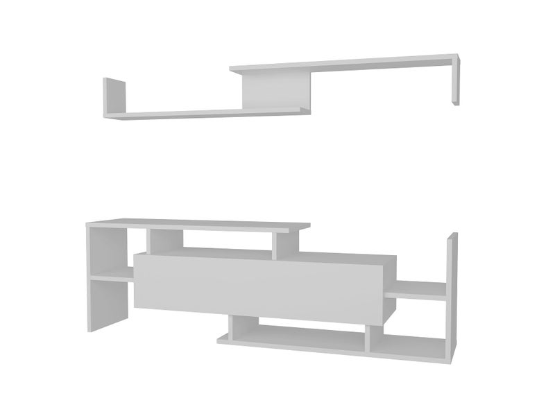 Home Canvas Dream TV Unit with Storage & Wall Shelves – White | Modern TV Stand | Upto 65 inch TV - Image 3